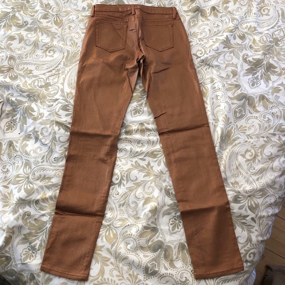 Copper rose gold foil lame metallic skinny jeans - Picture 6 of 9